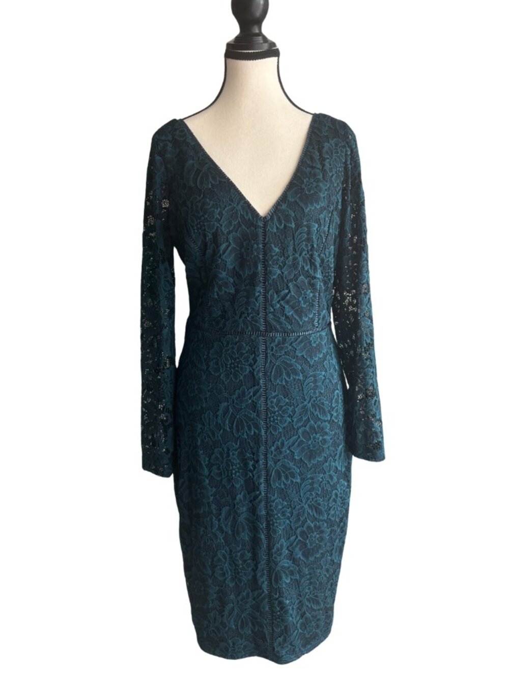 LE CHATEAU TEAL GORGEOUS LACE DRESS, SZ. L